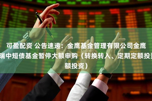 可盈配资 公告速递：金鹰基金管理有限公司金鹰添瑞中短债基金暂停大额申购（转换转入、定期定额投资）